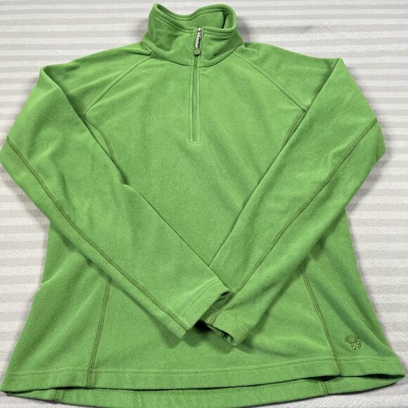Mountain Hardwear Pullover Womens Large Green Fleece Quarter Zip Neck Hiking - Picture 1 of 6
